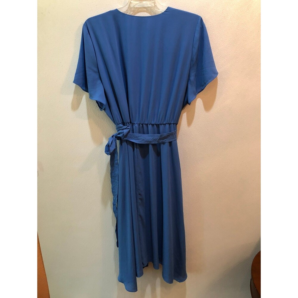 New Alfani Plus Size 24W Soft Cobalt Blue Flutter Sleeve Wrap Belted Dress 24 W - Picture 6 of 10